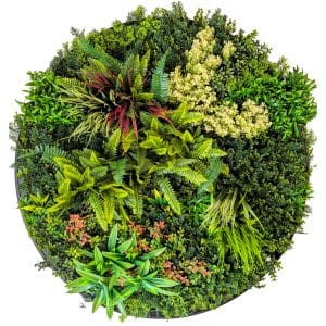 Artificial Green Wall Disc Art Mixed Foliage